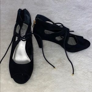 Black laced up heels